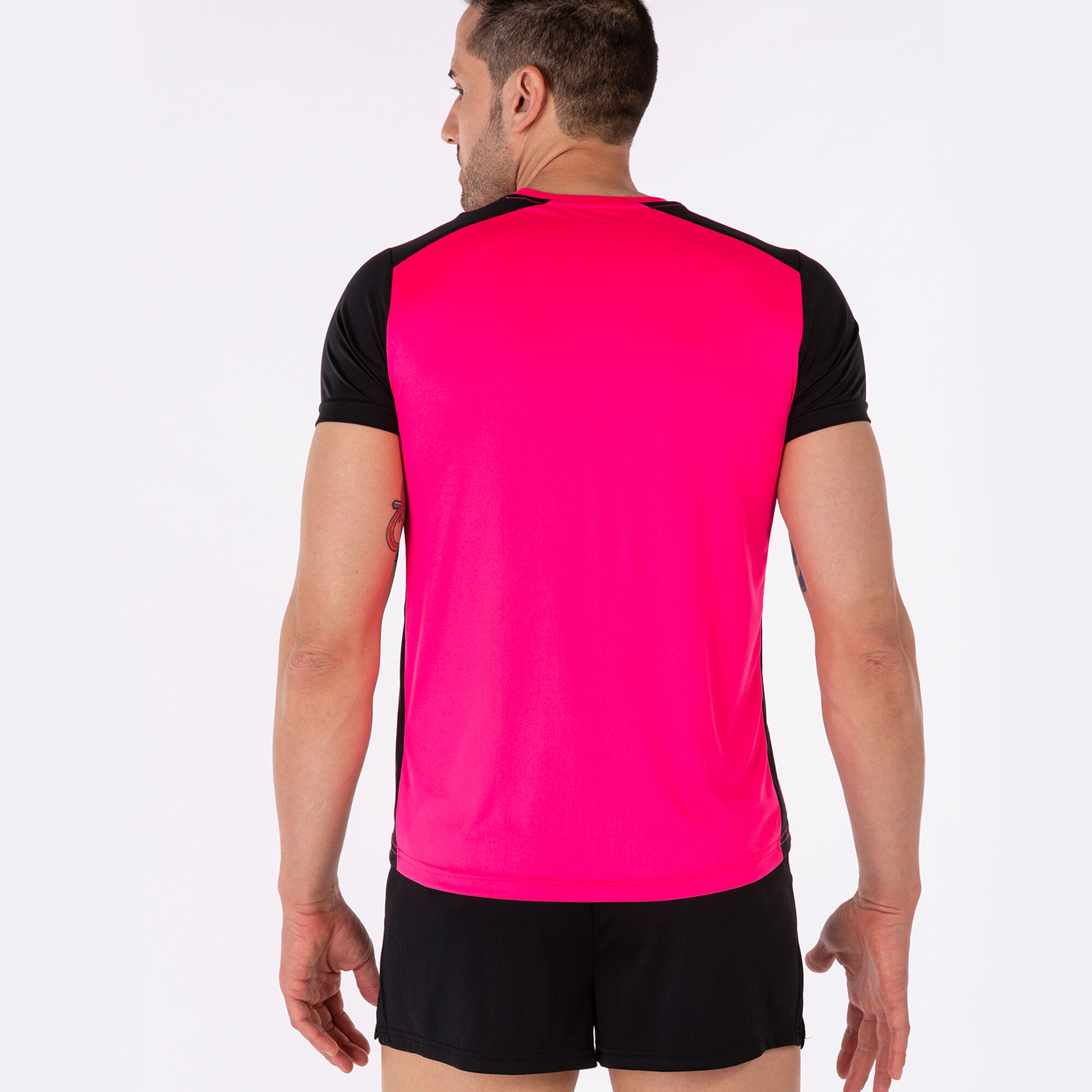 MAILLOT MANCHES COURTES HOMME RECORD II ROSE FLUO NOIR