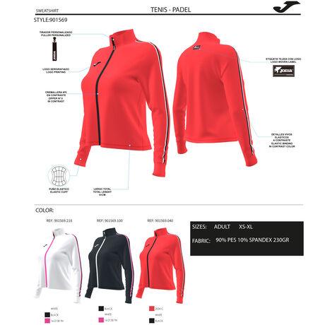 Chaqueta pádel mujer Blanca, JOMA BREAK FULL ZIP