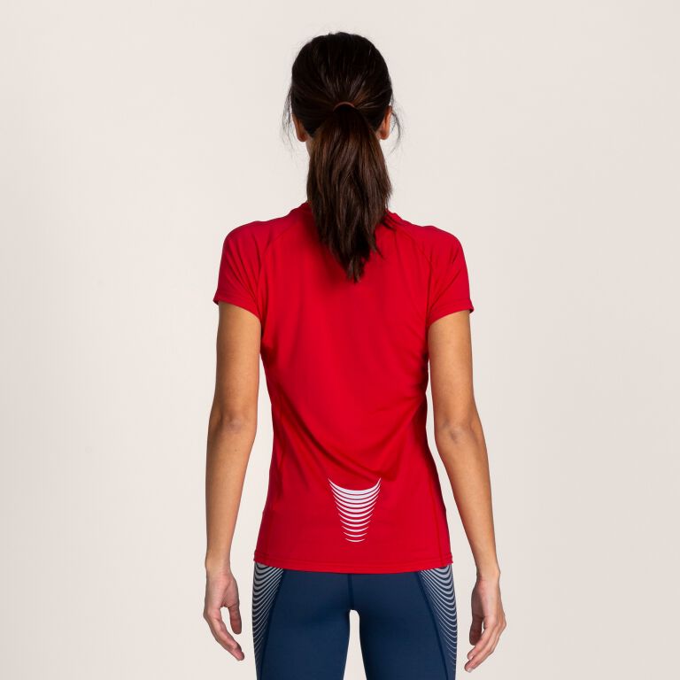 Koszulka z krótkim rękawem kobiety Elite VI czerwony granatowy