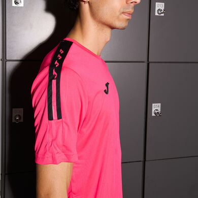 Camiseta manga corta hombre Olimpiada fucsia negro