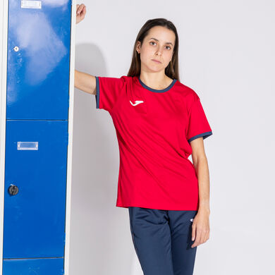 Shirt short sleeve woman COMBI PREMIUM red navy blue