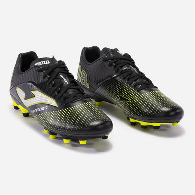 Botas fútbol Xpander 23 terreno firme FG negro amarillo flúor