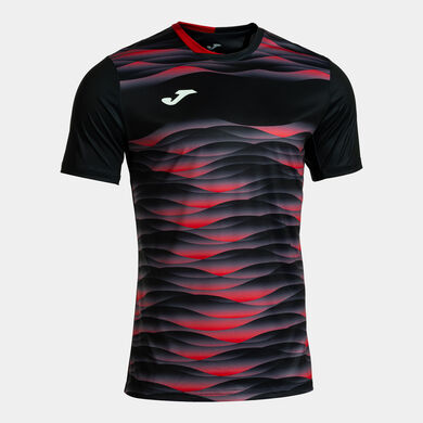 T-shirt manga curta homem Performance preto vermelho