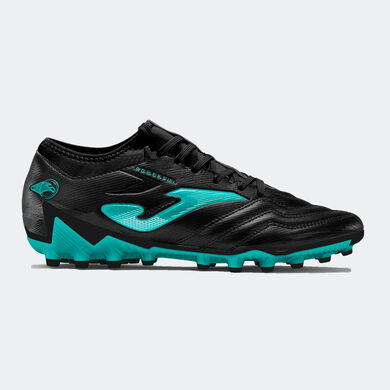 Botas fútbol Powerful 25 césped artificial AG negro turquesa