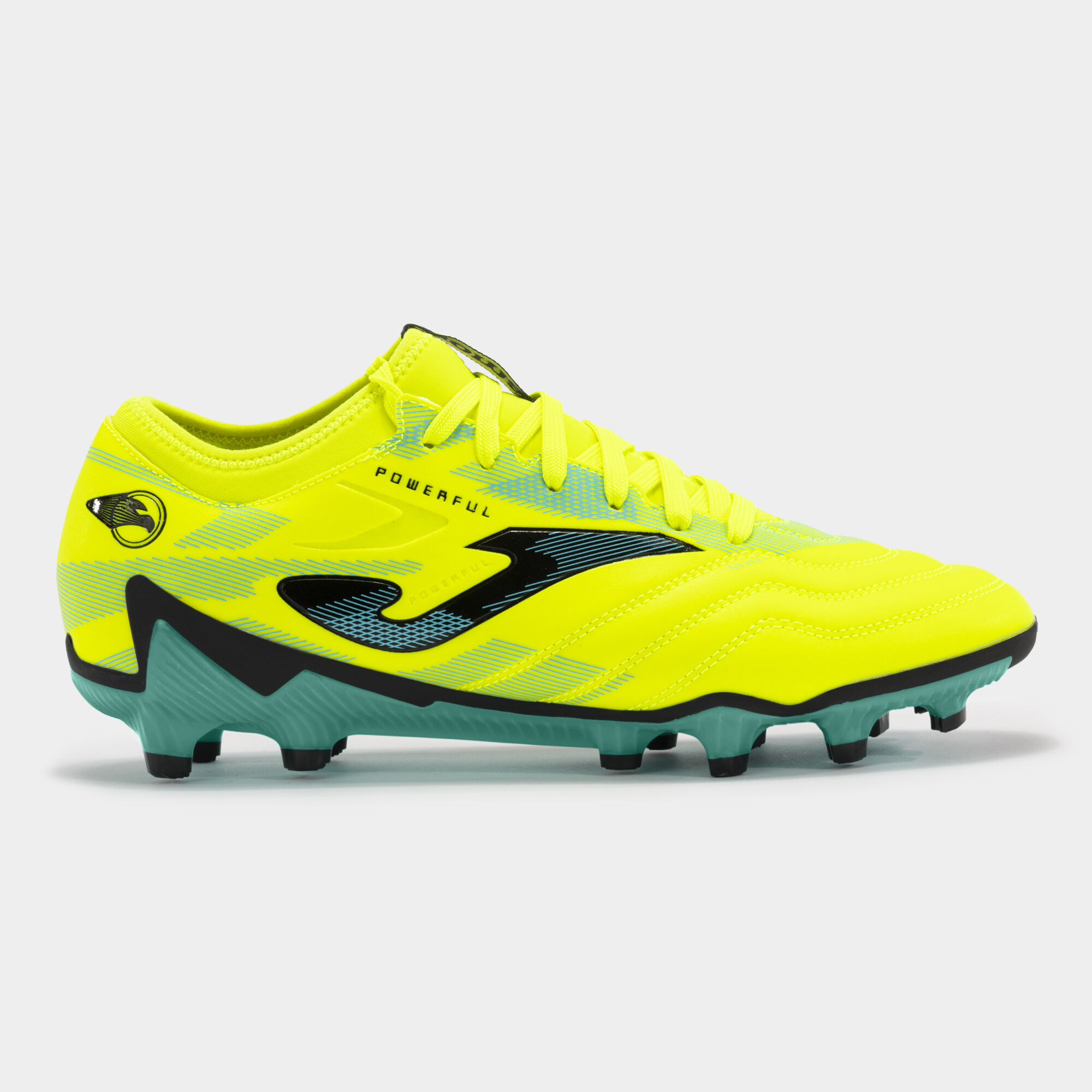 Botas futbol Powerful 24 terreno firme FG amarillo fluor turquesa