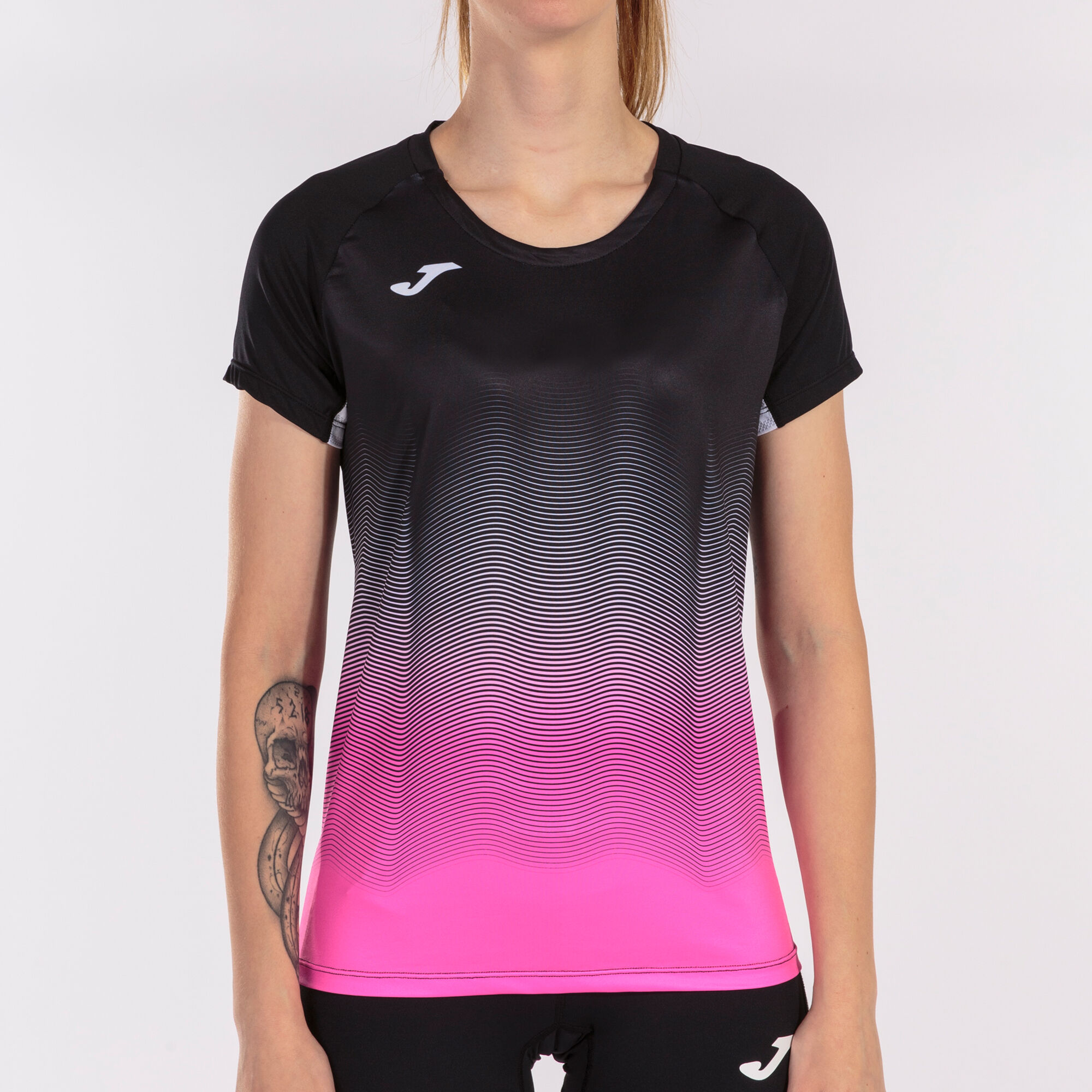 Shirt short sleeve woman Elite VII black fluorescent pink white