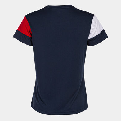 Maglia a manica corta donna Crew V blu navy rosso