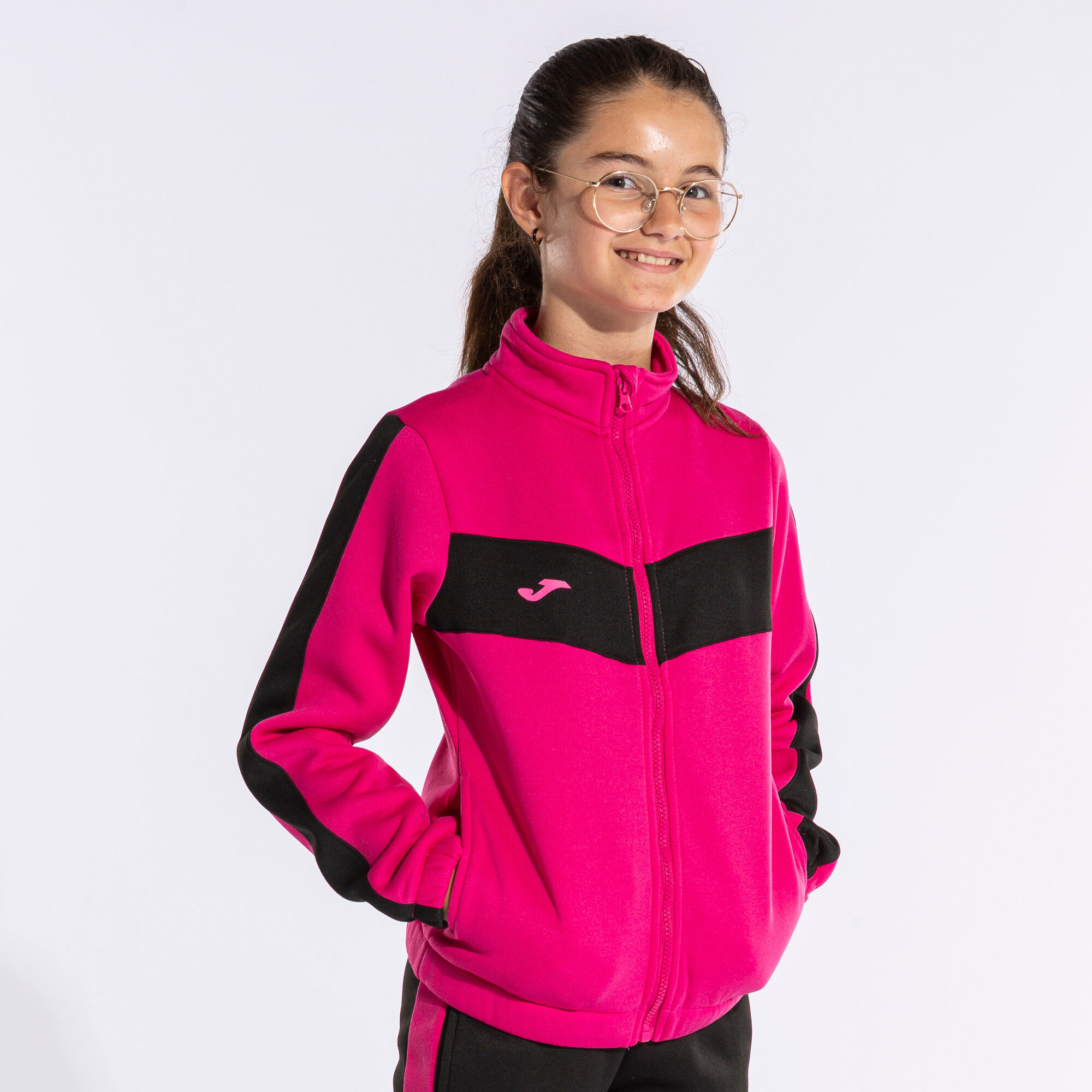 Chandal nina Stripe fucsia negro