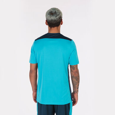 Maillot manches courtes homme Championship VI turquoise fluo bleu marine