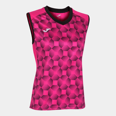 Sleeveless t-shirt woman Supernova III fluorescent pink black