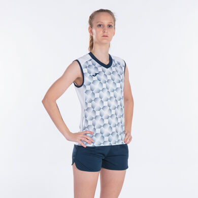 Sleeveless t-shirt woman Supernova III white navy blue