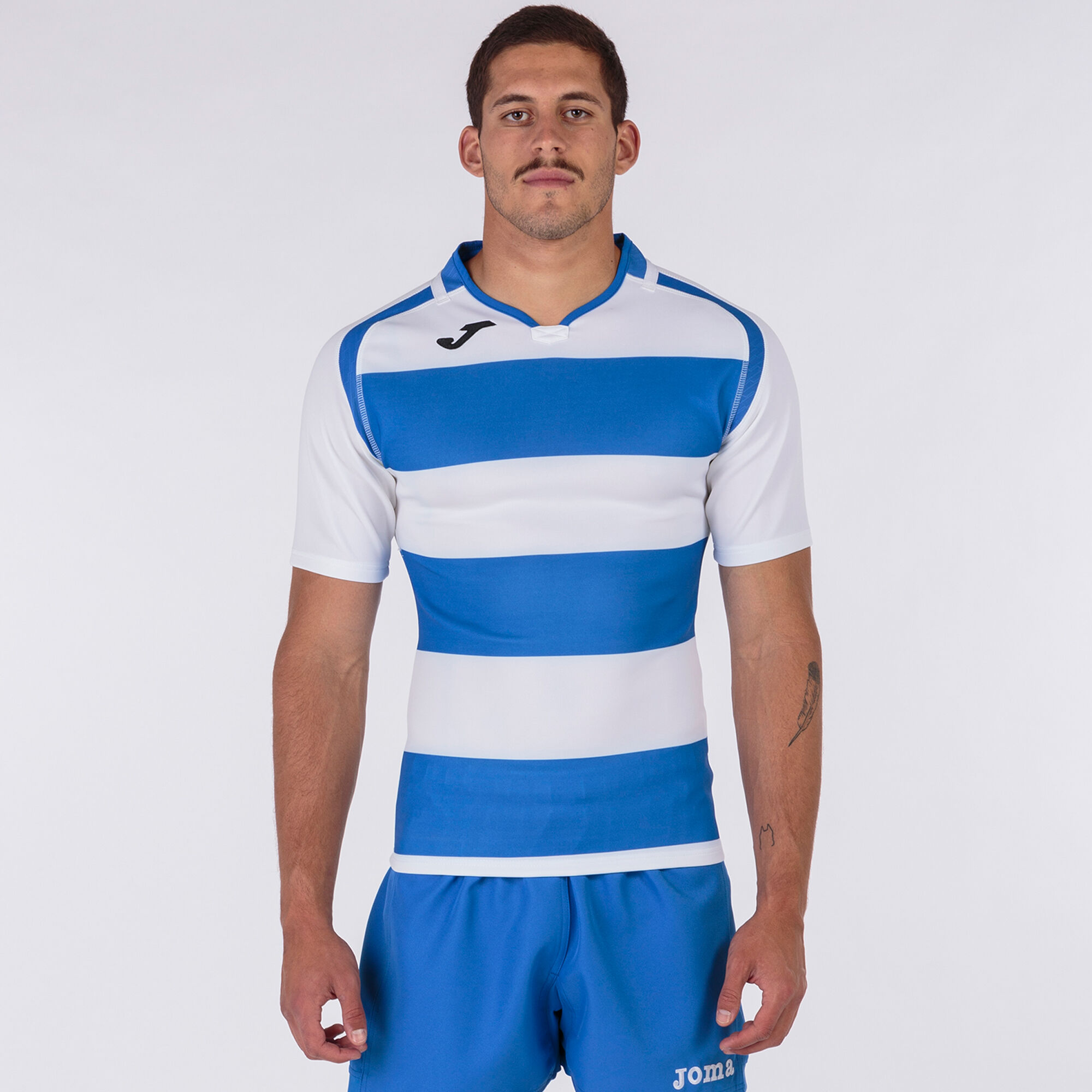 Maillot manches courtes homme Prorugby II bleu roi blanc