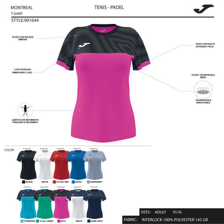 Camiseta Joma Montreal Negra - Padel Pro Shop