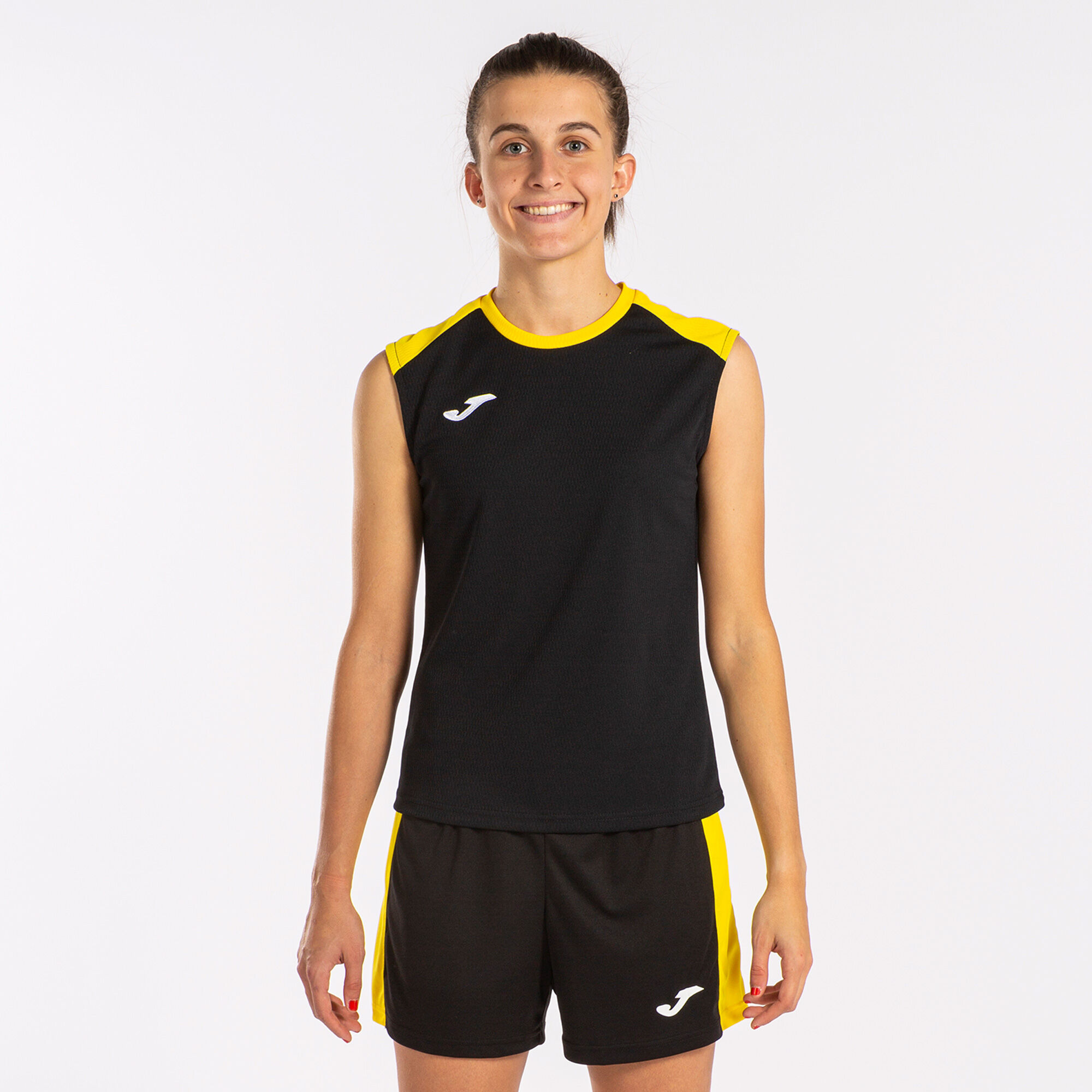 Joma Camiseta Mujer Race Amarillo-Negro S/M, Mujer