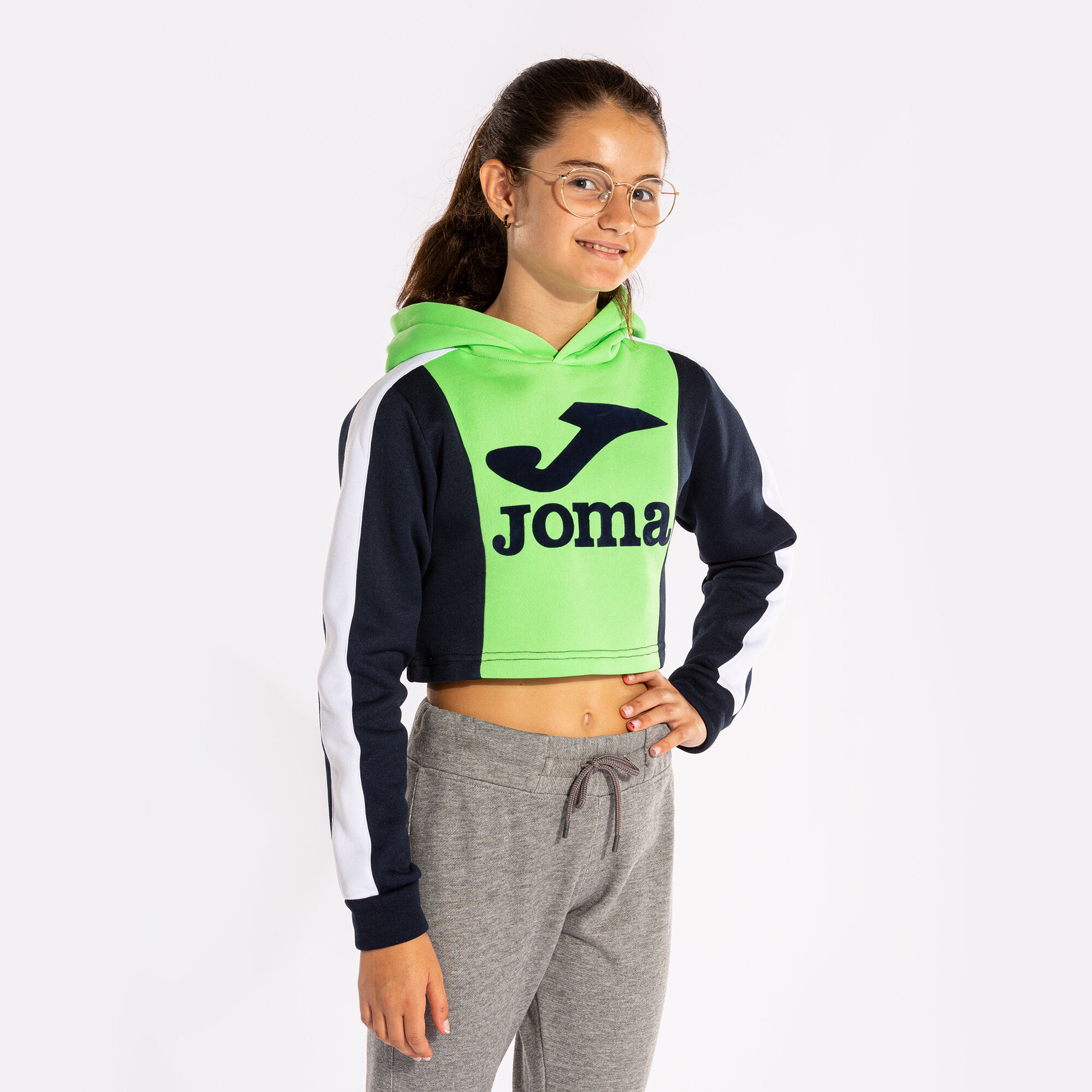 Hooded sweater girl Park green navy blue JOMA