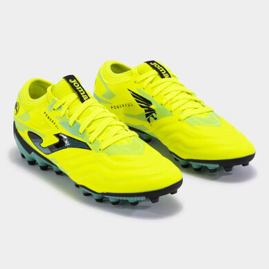 Botas fútbol Powerful 24 césped artificial AG amarillo flúor turquesa