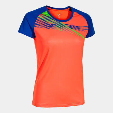 Camiseta manga corta mujer Elite X coral flúor royal