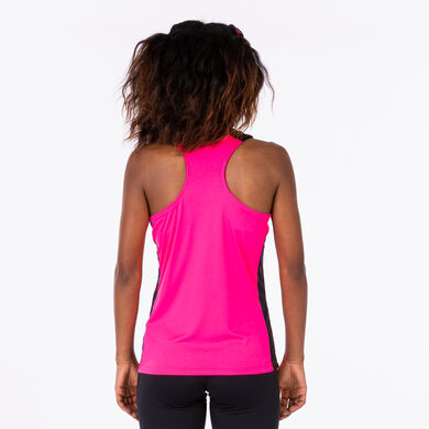 Camiseta tirantes mujer Record II rosa flúor negro