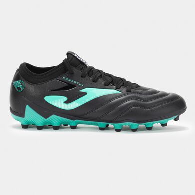 Botas fútbol Powerful 25 terreno firme FG negro turquesa