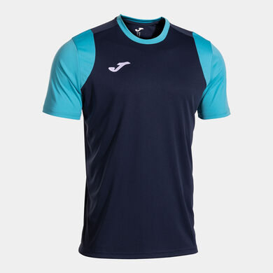 T-shirt manga curta homem Final Basket III azul marinho escuro azul-turquesa fluorescente