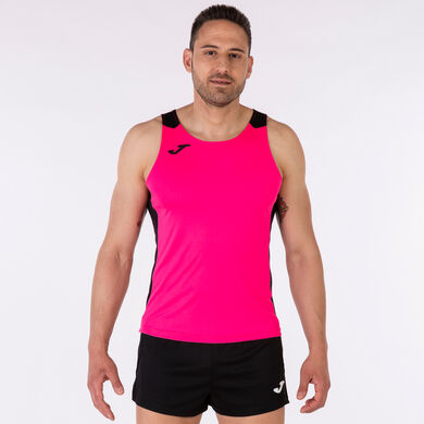 Camiseta tirantes hombre Record II rosa flúor negro