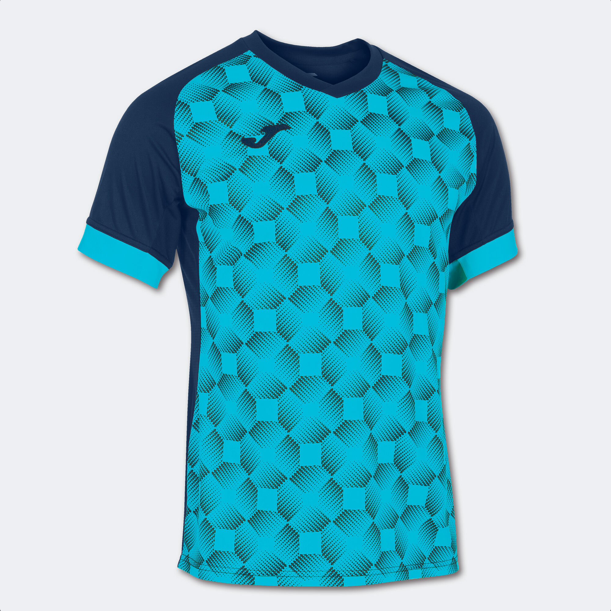 MAILLOT MANCHES COURTES HOMME SUPERNOVA III BLEU MARINE TURQUOISE FLUO
