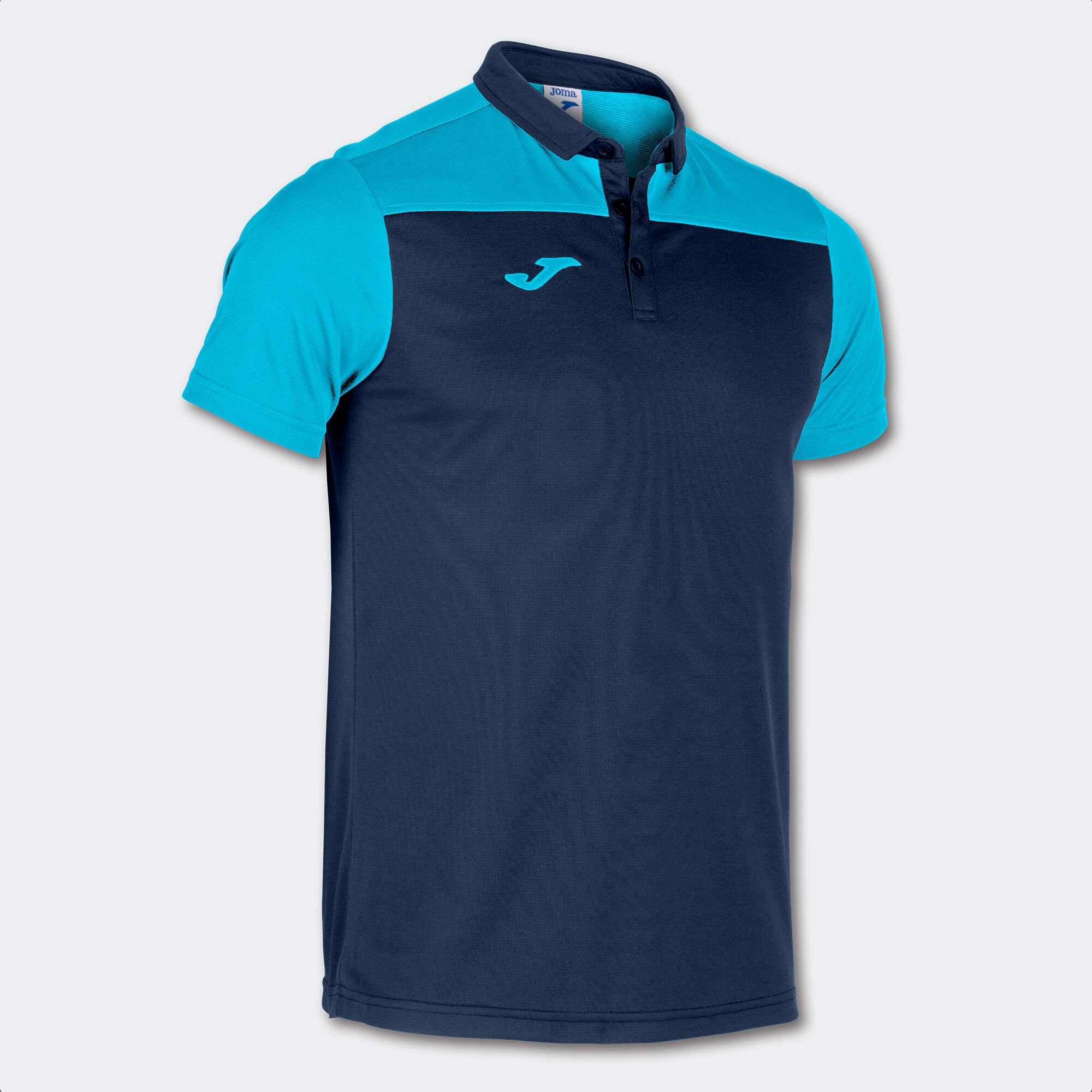 Polo manches courtes homme Hobby II bleu marine turquoise fluo