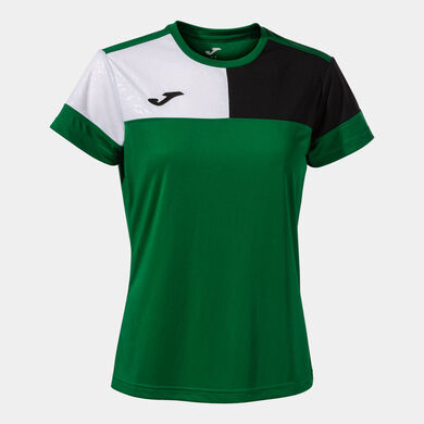 Tricou cu mânecă scurtă damă Crew V verde negru alb