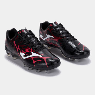 Botas fútbol Super Copa 25 terreno firme FG negro rojo