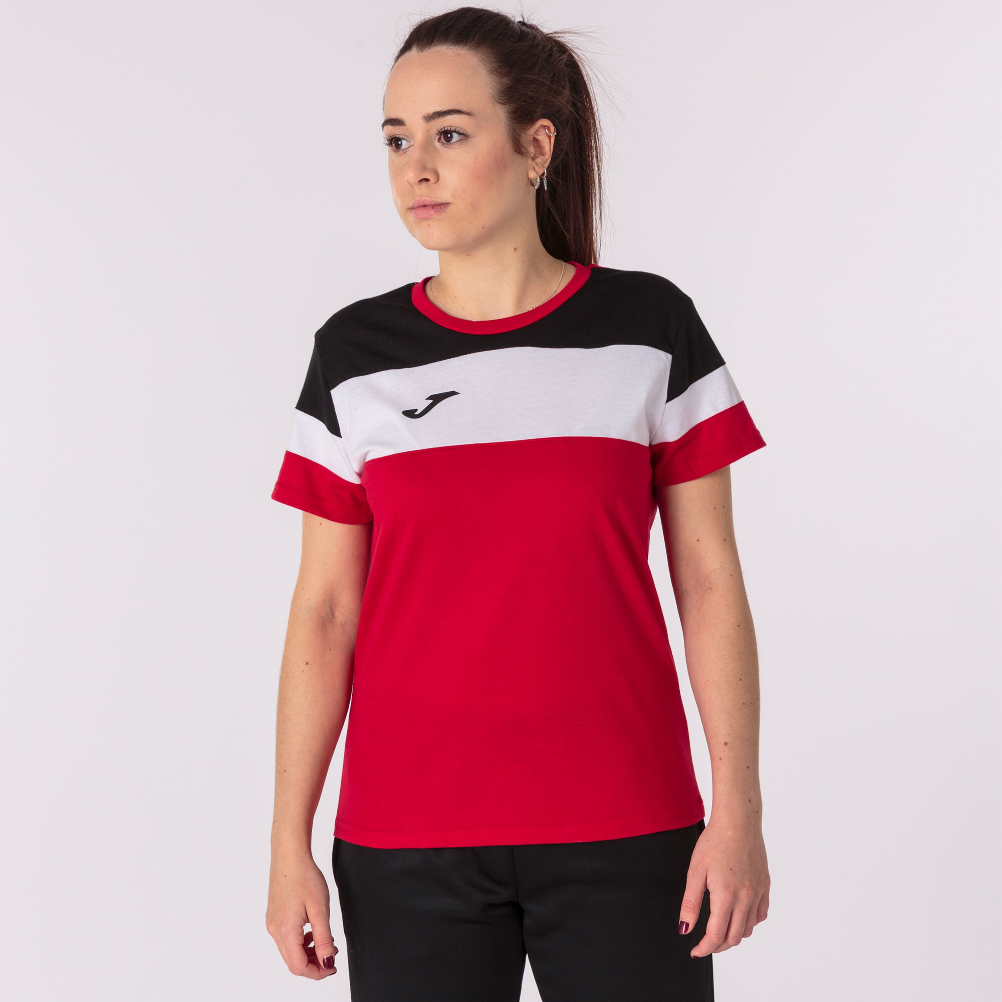 T-shirt manga curta mulher Crew IV vermelho preto branco