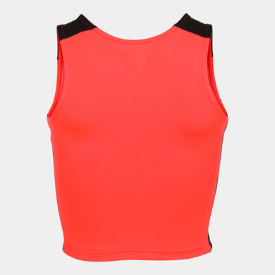 Top mulher Record II coral fluorescente preto