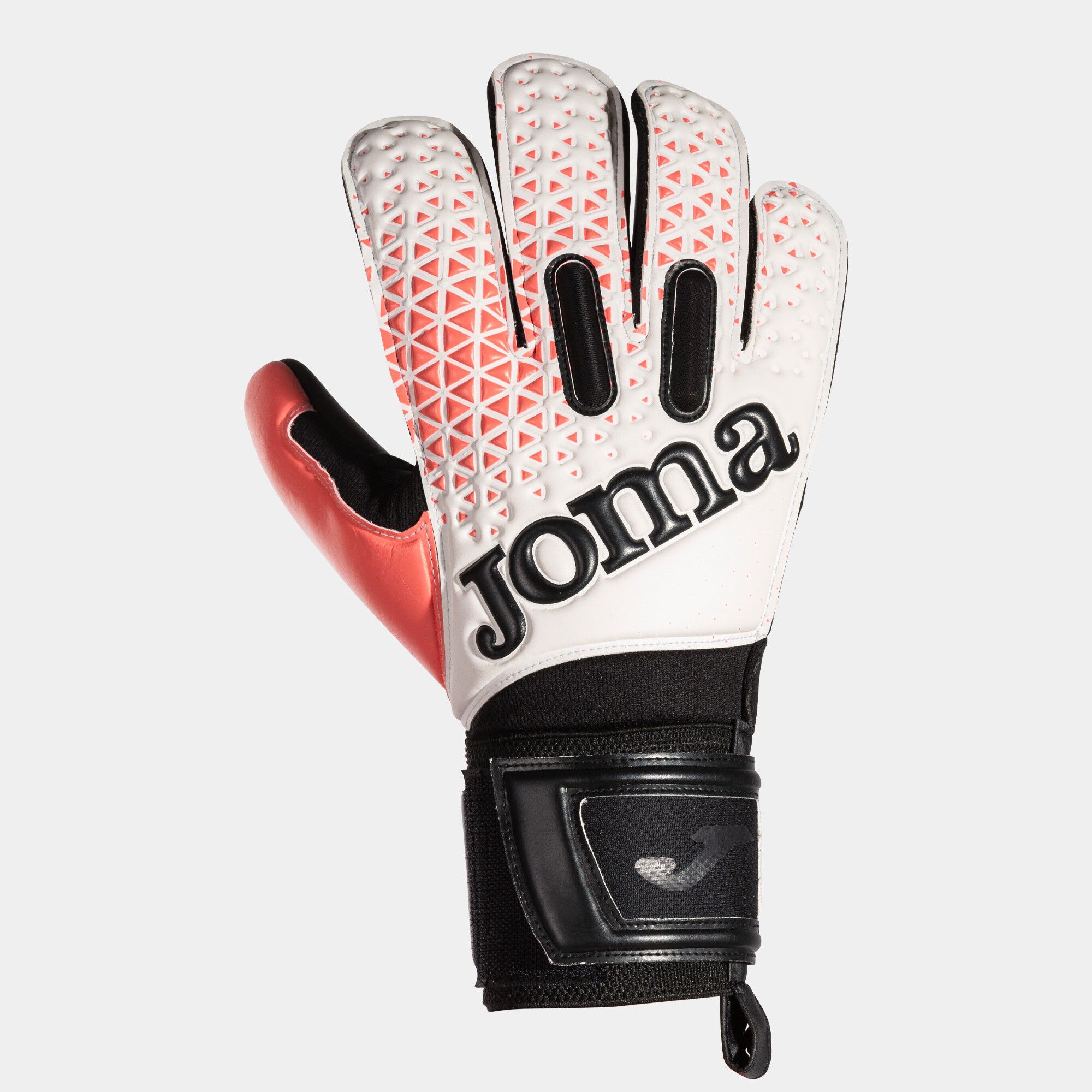Football goalkeeper gloves Premier white black fluorescent coral