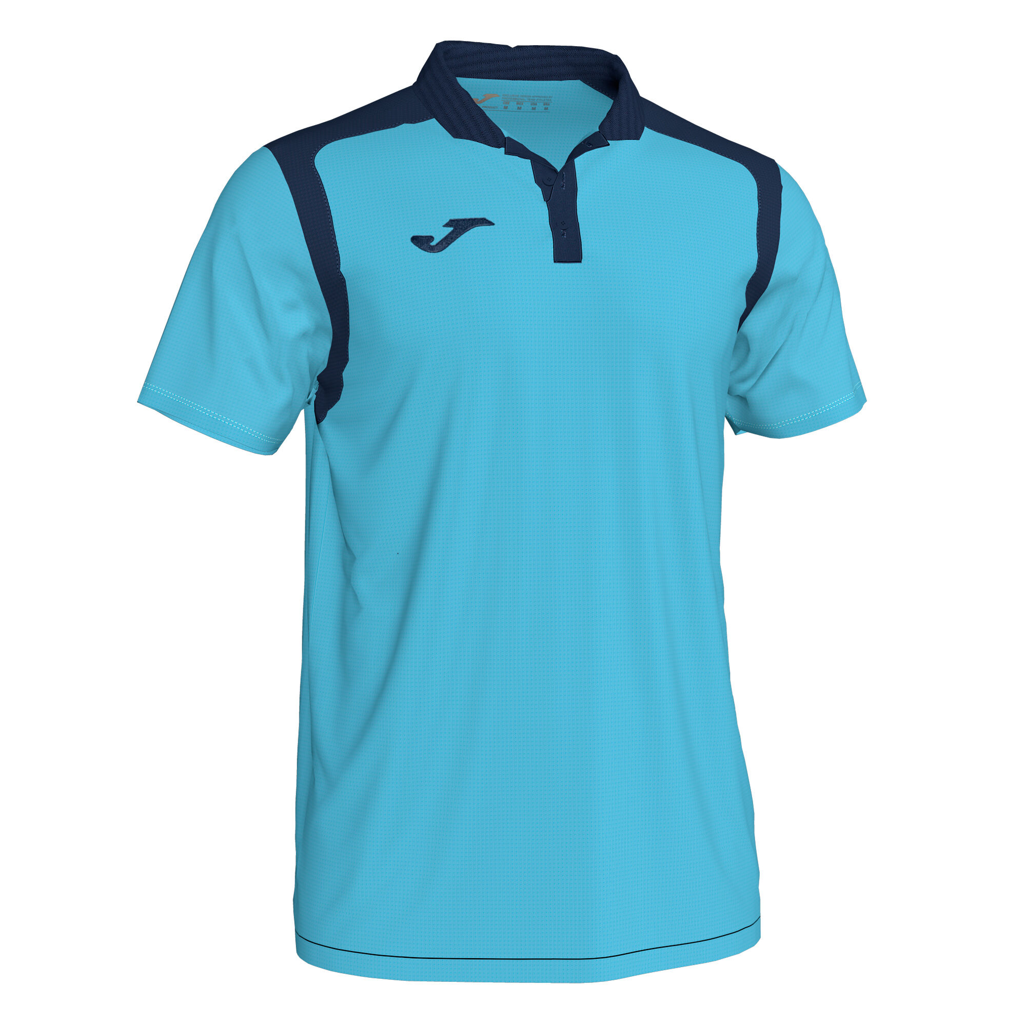 Polo manches courtes homme Championship V turquoise fluo bleu marine