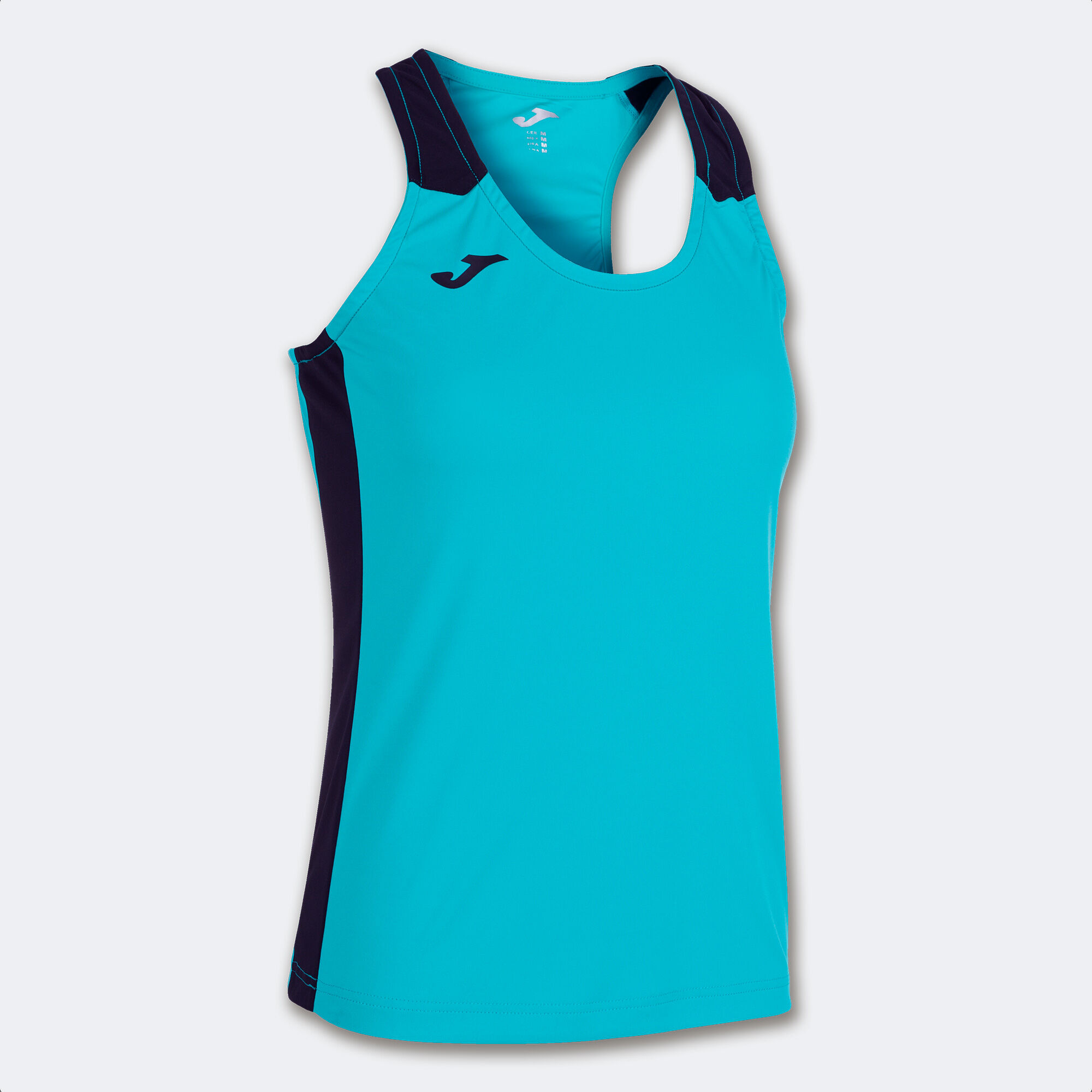 TANK TOP WOMAN RECORD II FLUORESCENT TURQUOISE NAVY BLUE