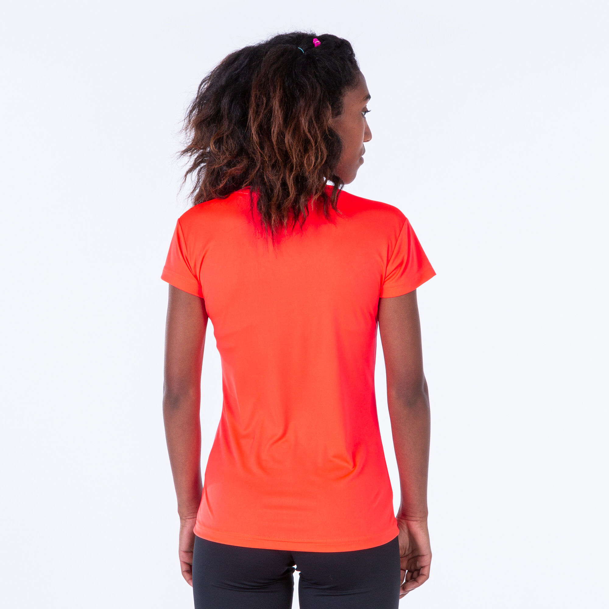 T-shirt manga curta mulher Record II coral fluorescente