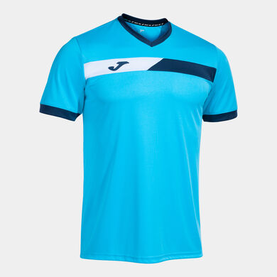 Camiseta manga corta hombre Court turquesa flúor marino blanco