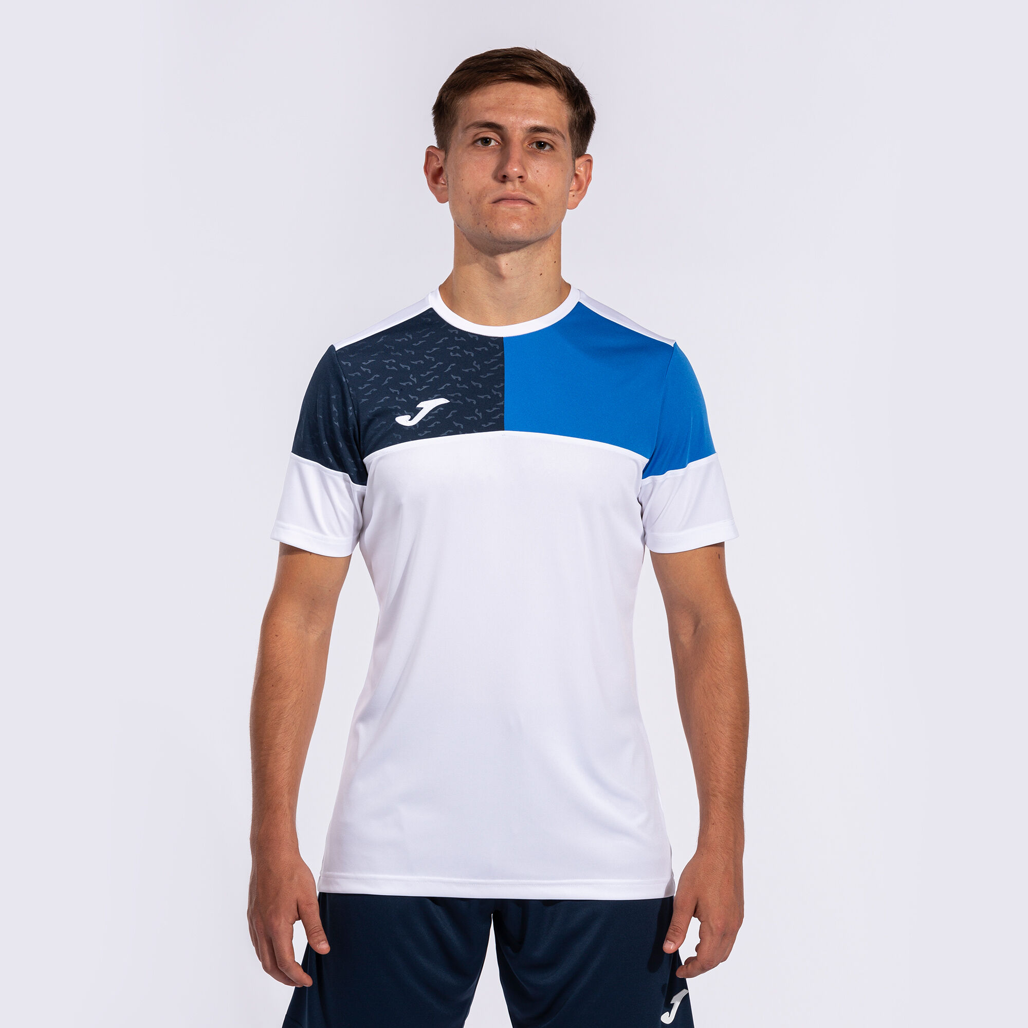 Shirt short sleeve man Crew V white royal blue | JOMA®