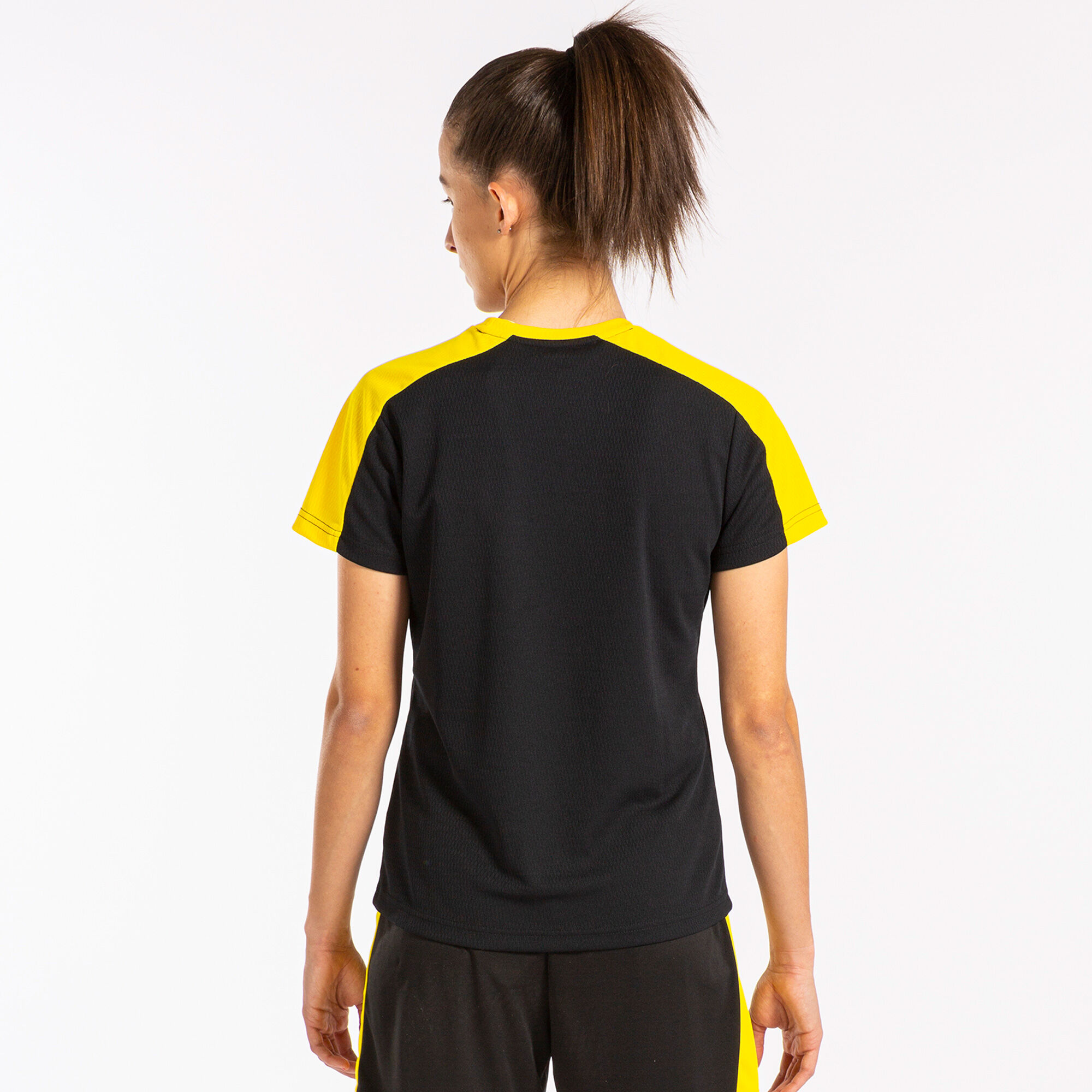 Camiseta manga corta mujer Eco Championship negro amarillo