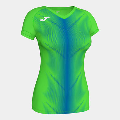 Shirt short sleeve woman Olimpia fluorescent green royal blue