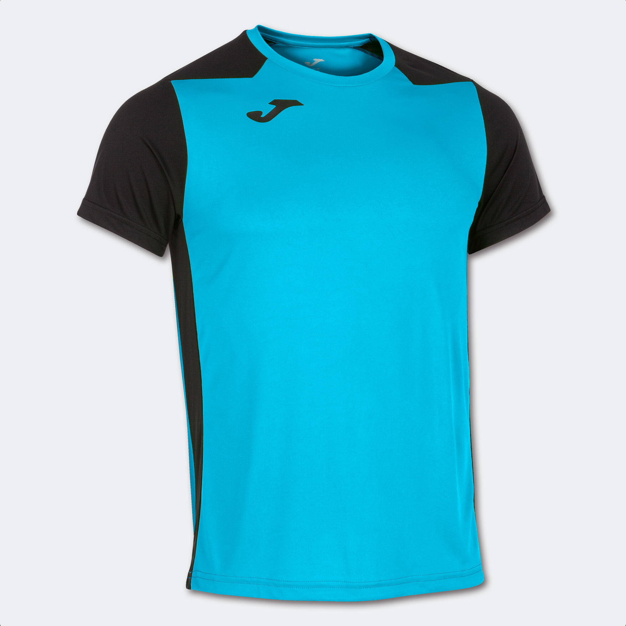 Shirt short sleeve man Record II fluorescent turquoise navy blue