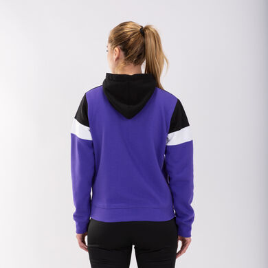 Felpa con cappuccio donna Crew IV viola nero bianco