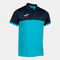 Polo shirt short-sleeve man Montreal fluorescent turquoise navy blue