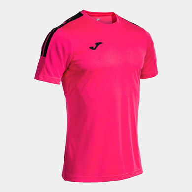 Camiseta manga corta hombre Olimpiada fucsia negro