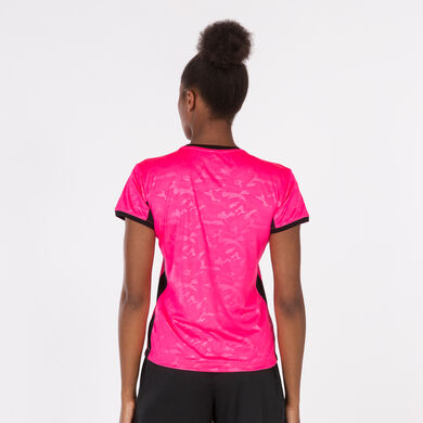 Camiseta manga corta mujer Toletum II rosa flúor negro