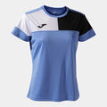 CAMISETA MANGA CORTA MUJER CREW V AZUL NEGRO BLANCO