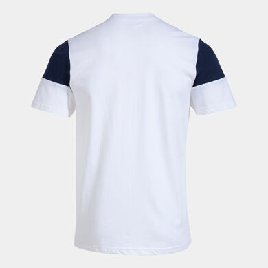 Shirt short sleeve man Crew V white navy blue