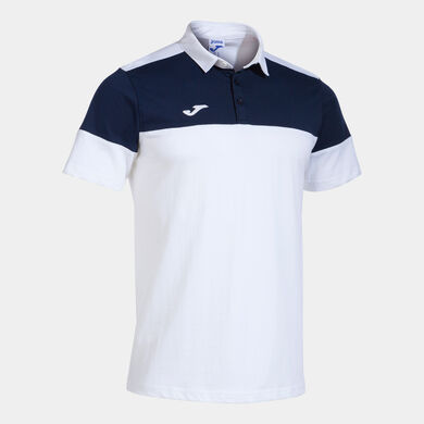 Polo shirt short-sleeve man Crew V white navy blue