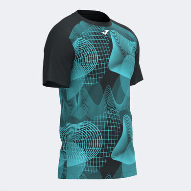Camiseta manga corta hombre Challenge negro turquesa