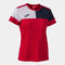 Maglia a manica corta donna Crew V rosso blu navy bianco