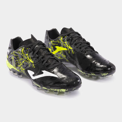Botas fútbol Supercopa 24 césped artificial AG negro amarillo flúor